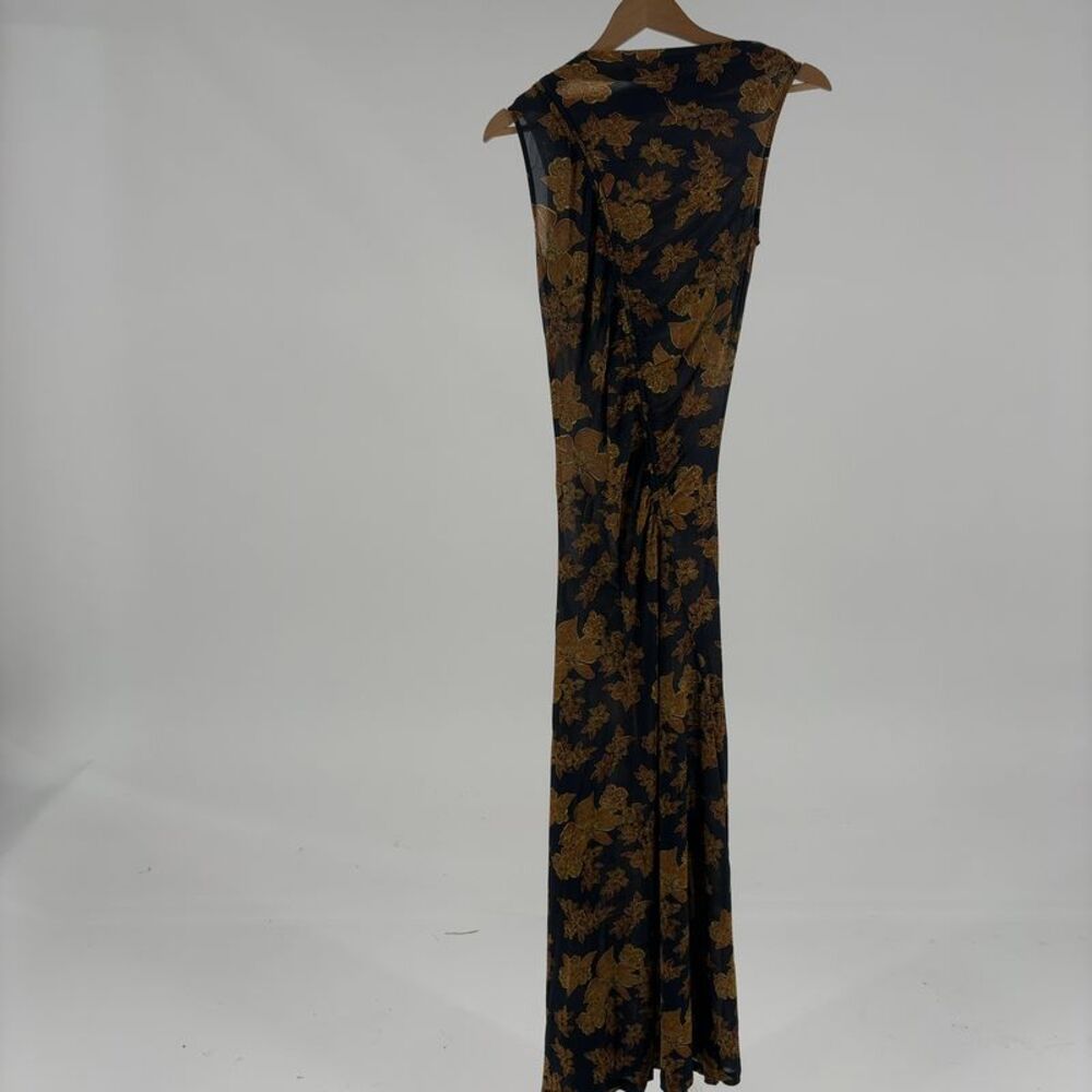 Ulla Johnson Black Maxi Dress with Gold Floral Print